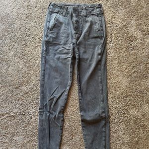High-waisted gray American Eagle pants